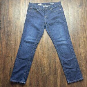 GAP 1969 Jeans Real Straight Stretch Dark Wash Thick Stitch Women’s Size 29p